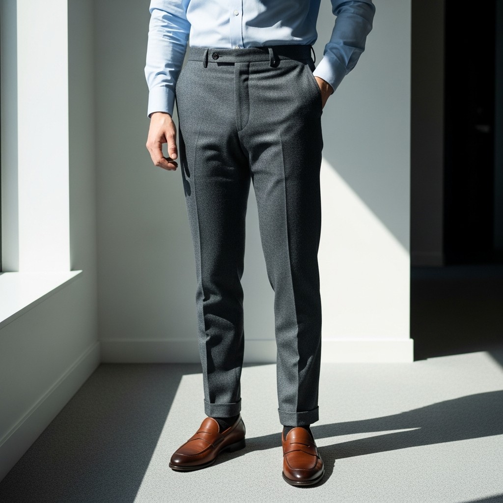 Wool Trousers, Dress Shirt - 50 Penny Loafer Outfits For Men