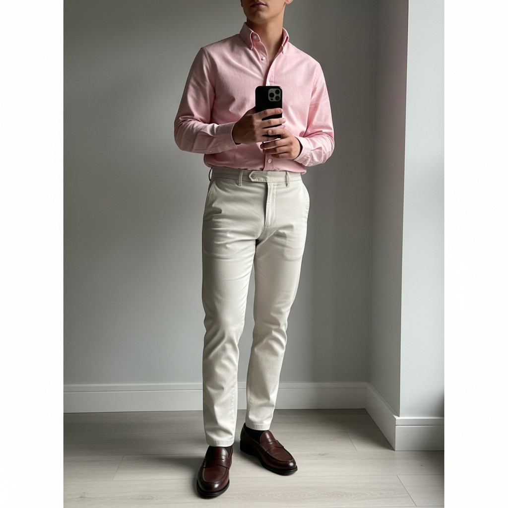Pale Pink and Espresso - 50 Penny Loafer Outfits For Men