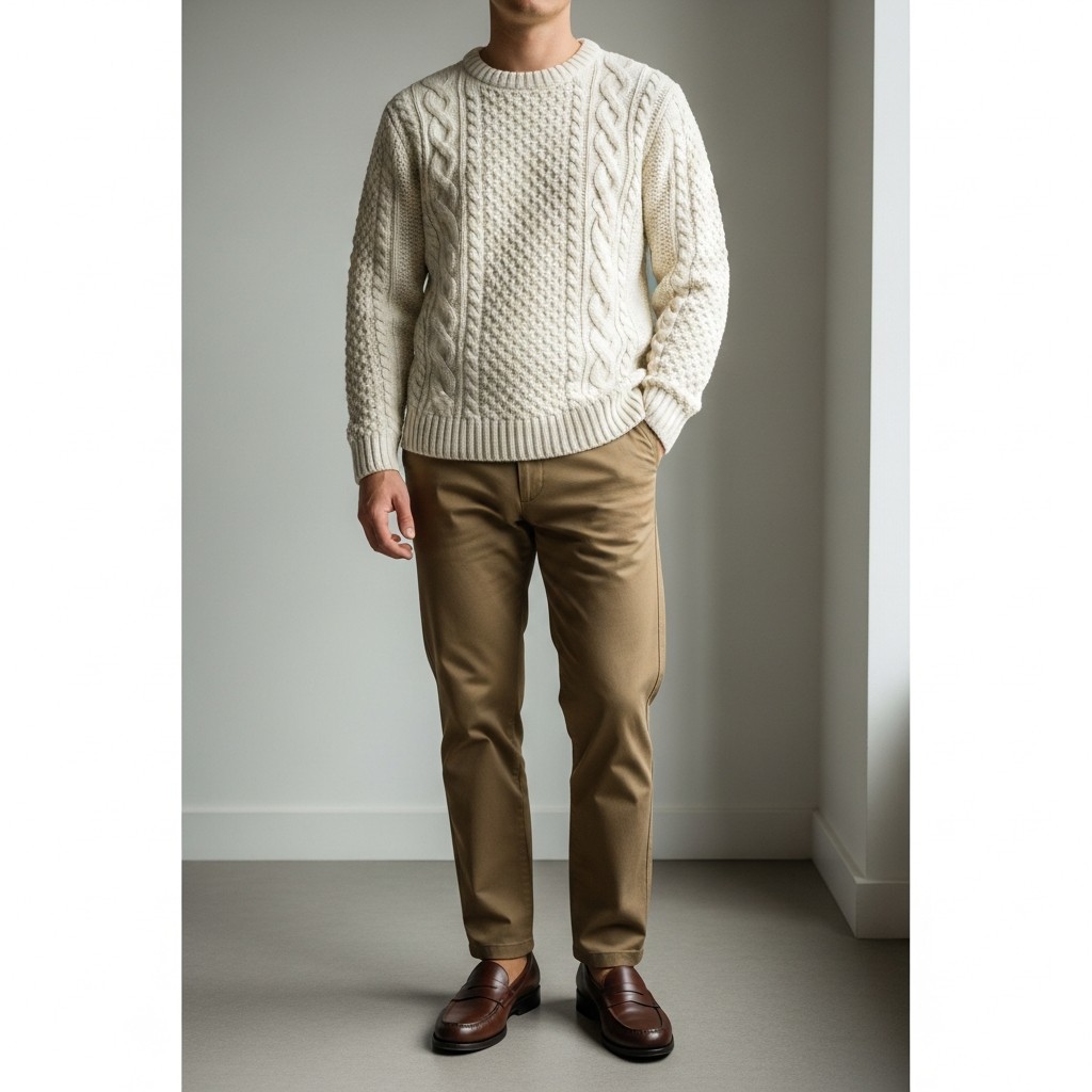 Cable-Knit and Khaki - 50 Penny Loafer Outfits For Men