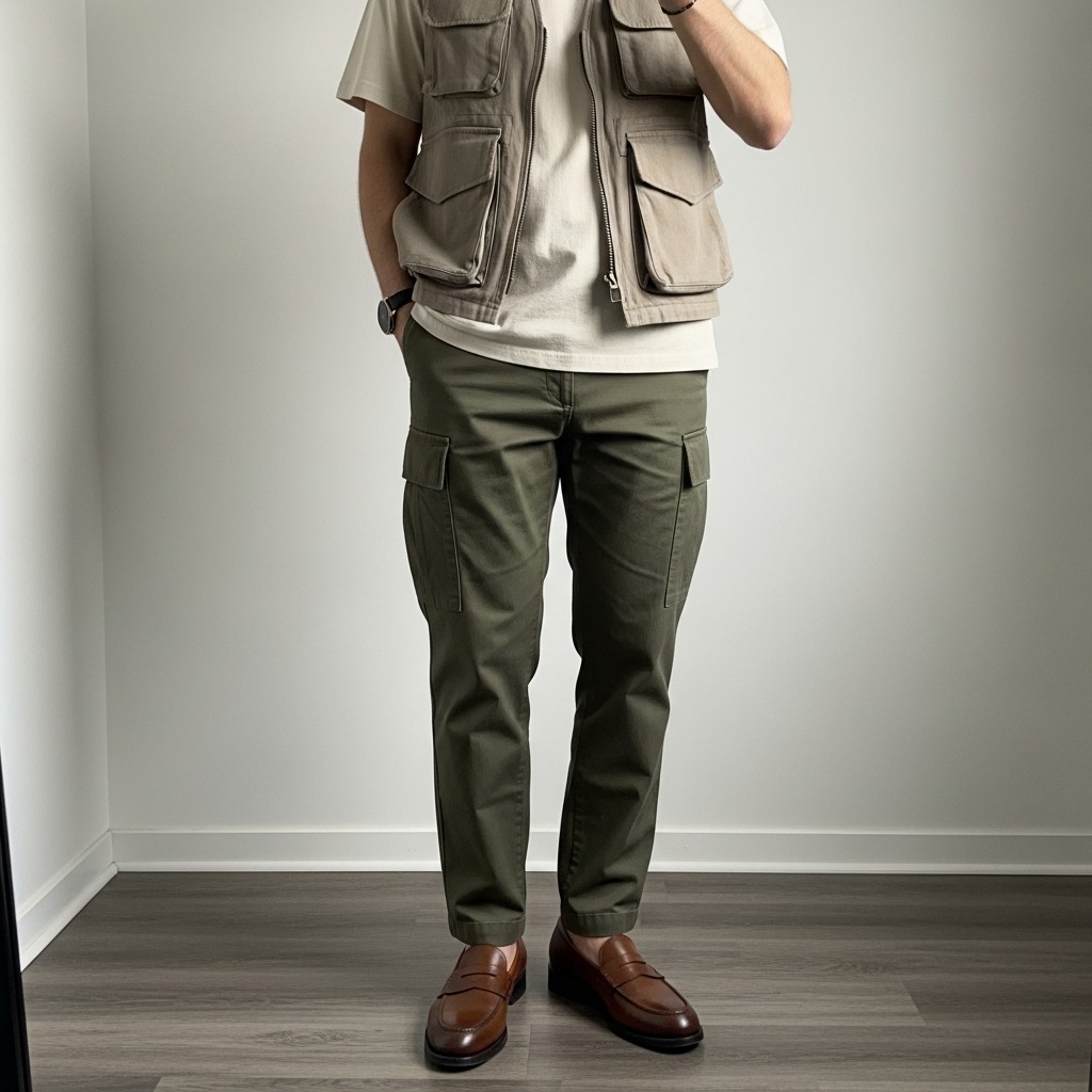 Utility Vest and Cargo Chinos - 50 Penny Loafer Outfits For Men