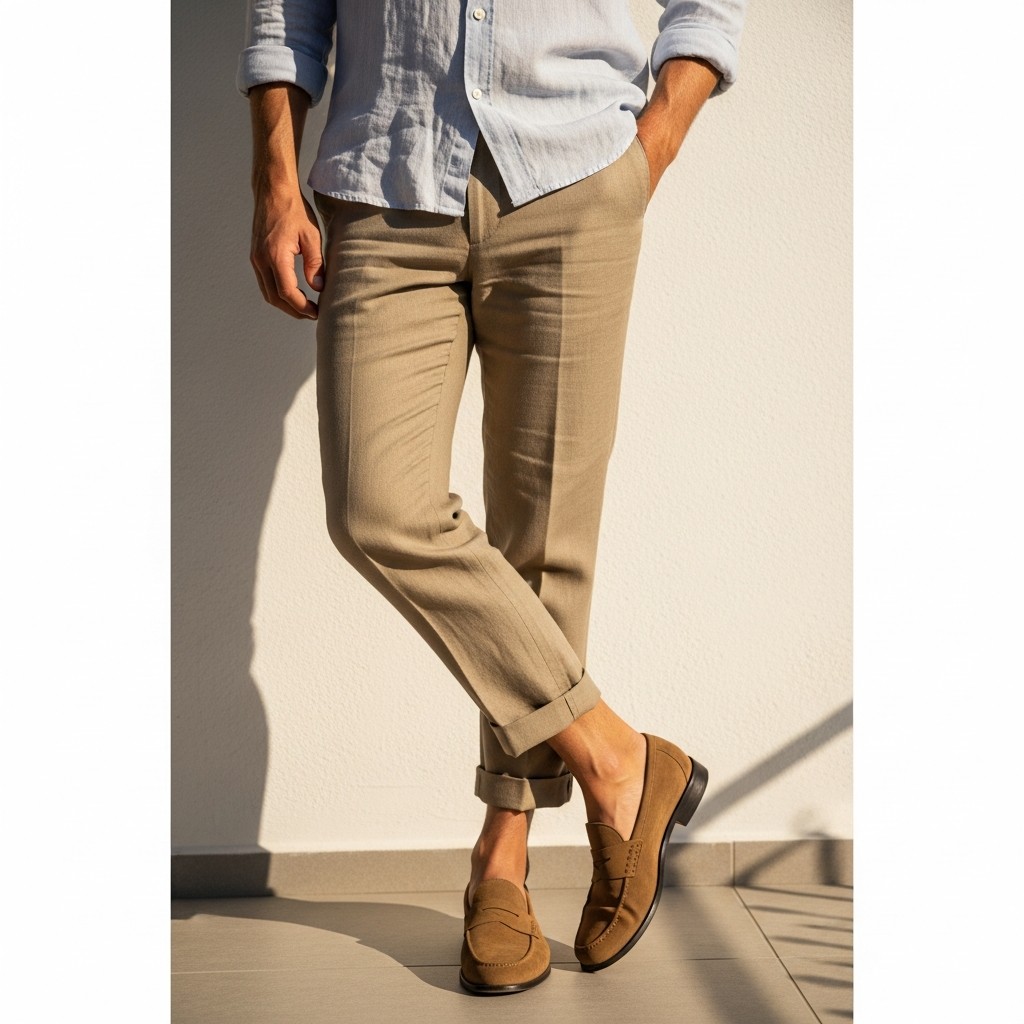 Linen, Trousers, Suede - 50 Penny Loafer Outfits For Men