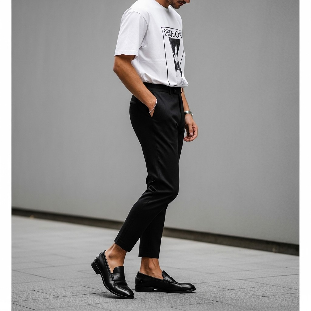 Joggers, Graphic Tee, Loafers - 50 Penny Loafer Outfits For Men