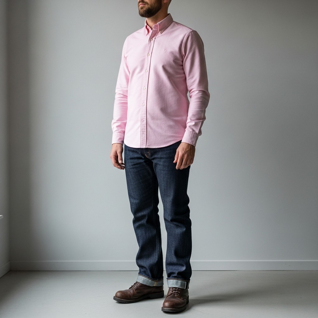 Pale Pink + Raw Denim - 50 Ways to Wear a Pink Shirt (Practical Style Guide)