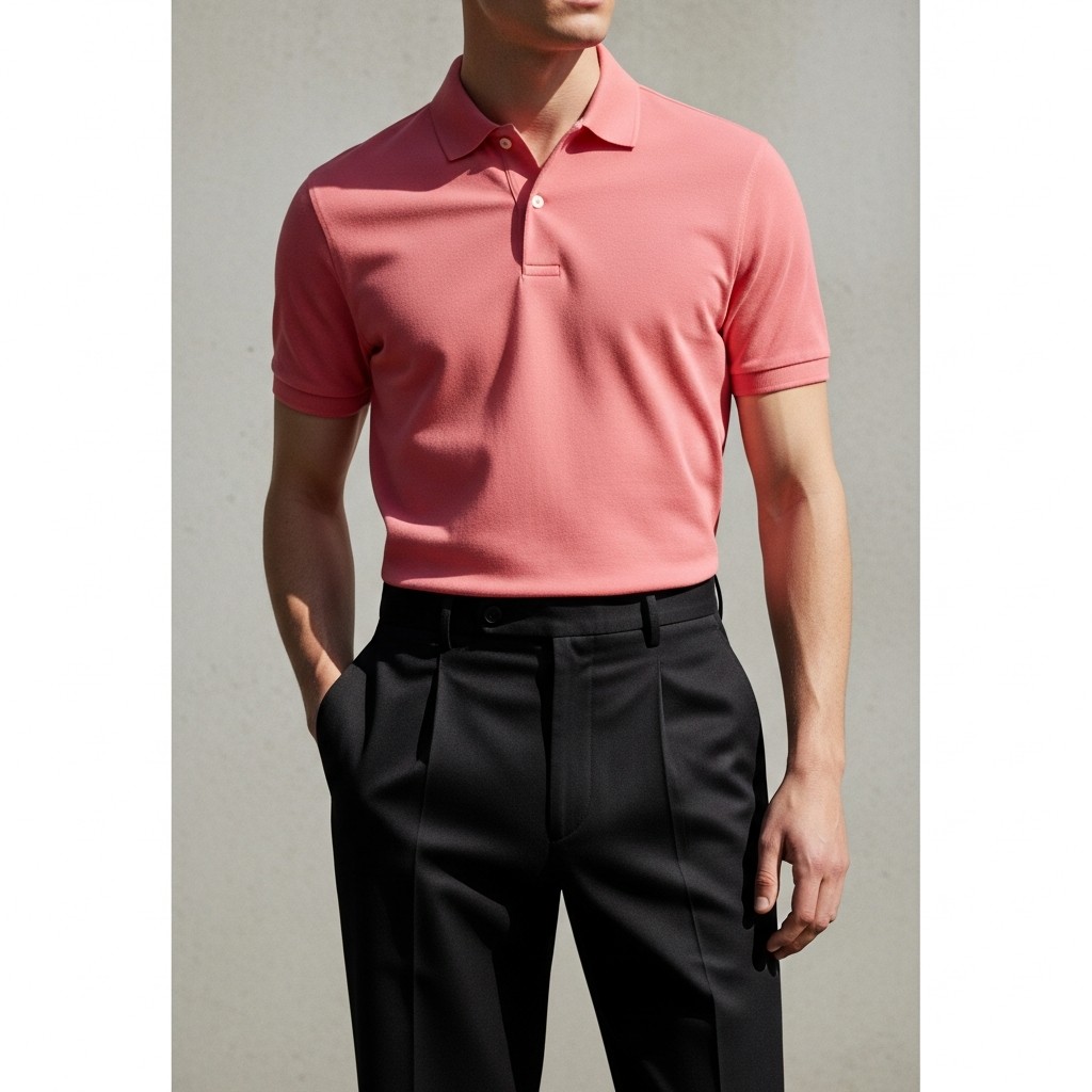 Black Trousers, Pink Polo - 50 Ways to Wear a Pink Shirt (Practical Style Guide)