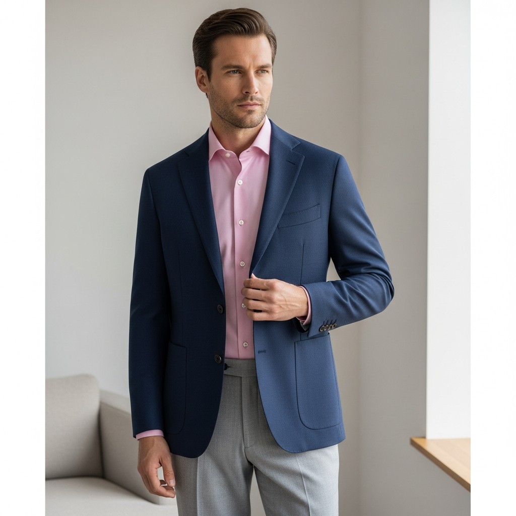 Pink Under Navy Blazer - 50 Ways to Wear a Pink Shirt (Practical Style Guide)