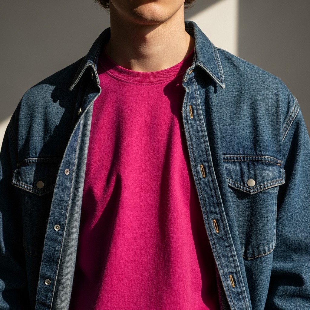 Pink Under Denim Shirt - 50 Ways to Wear a Pink Shirt (Practical Style Guide)