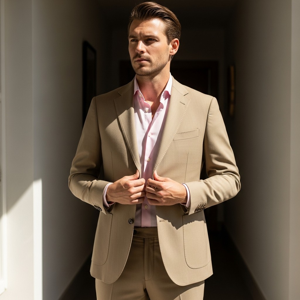 Pink Shirt, Tan Suit - 50 Ways to Wear a Pink Shirt (Practical Style Guide)