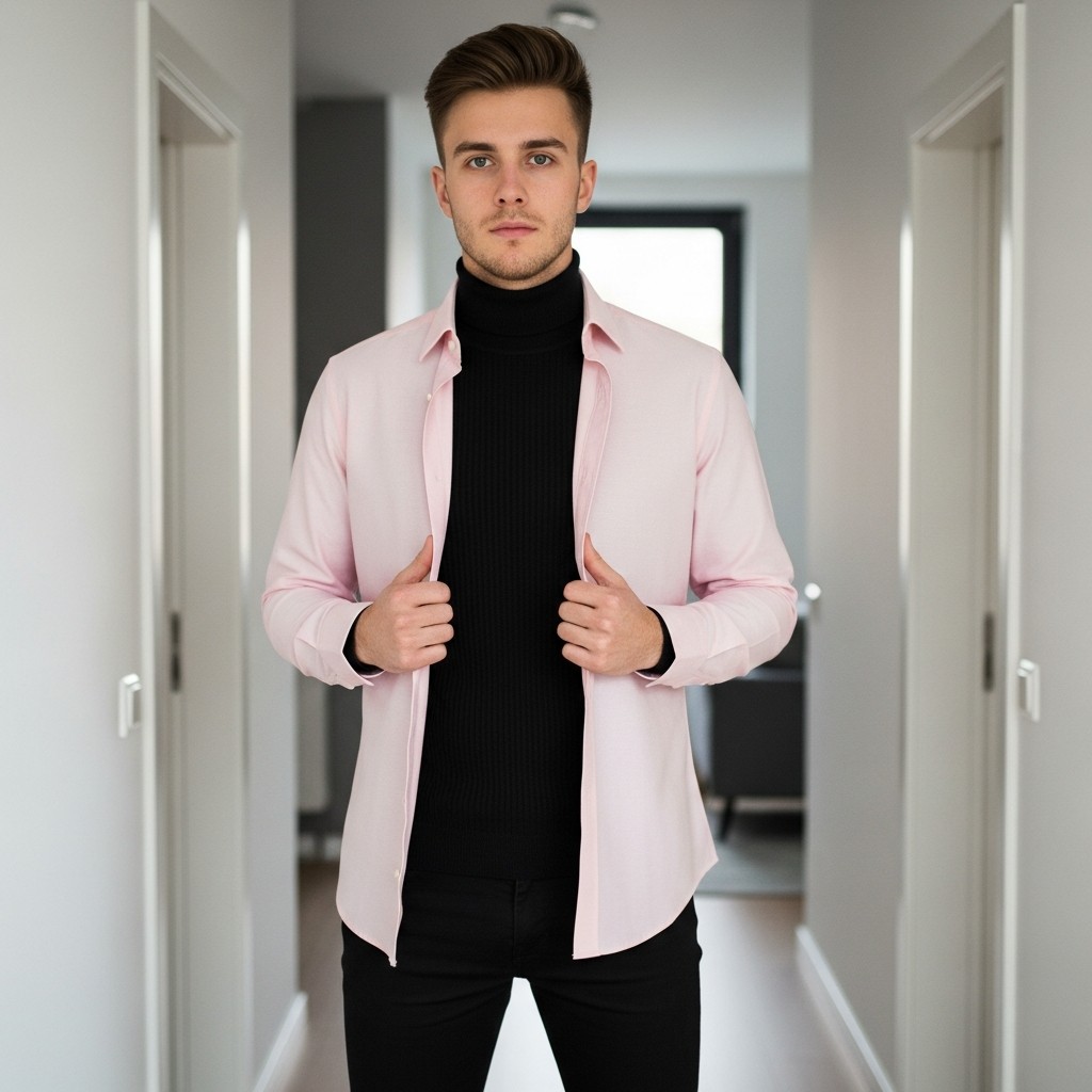 The Black Turtleneck Base - 50 Ways to Wear a Pink Shirt (Practical Style Guide)