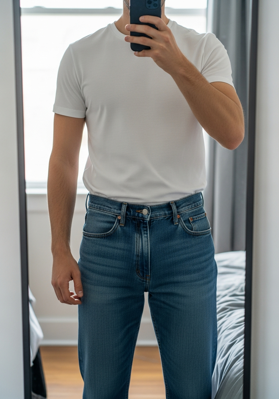 Classic White Tee Look - Blue Jeans Outfit Ideas for Men