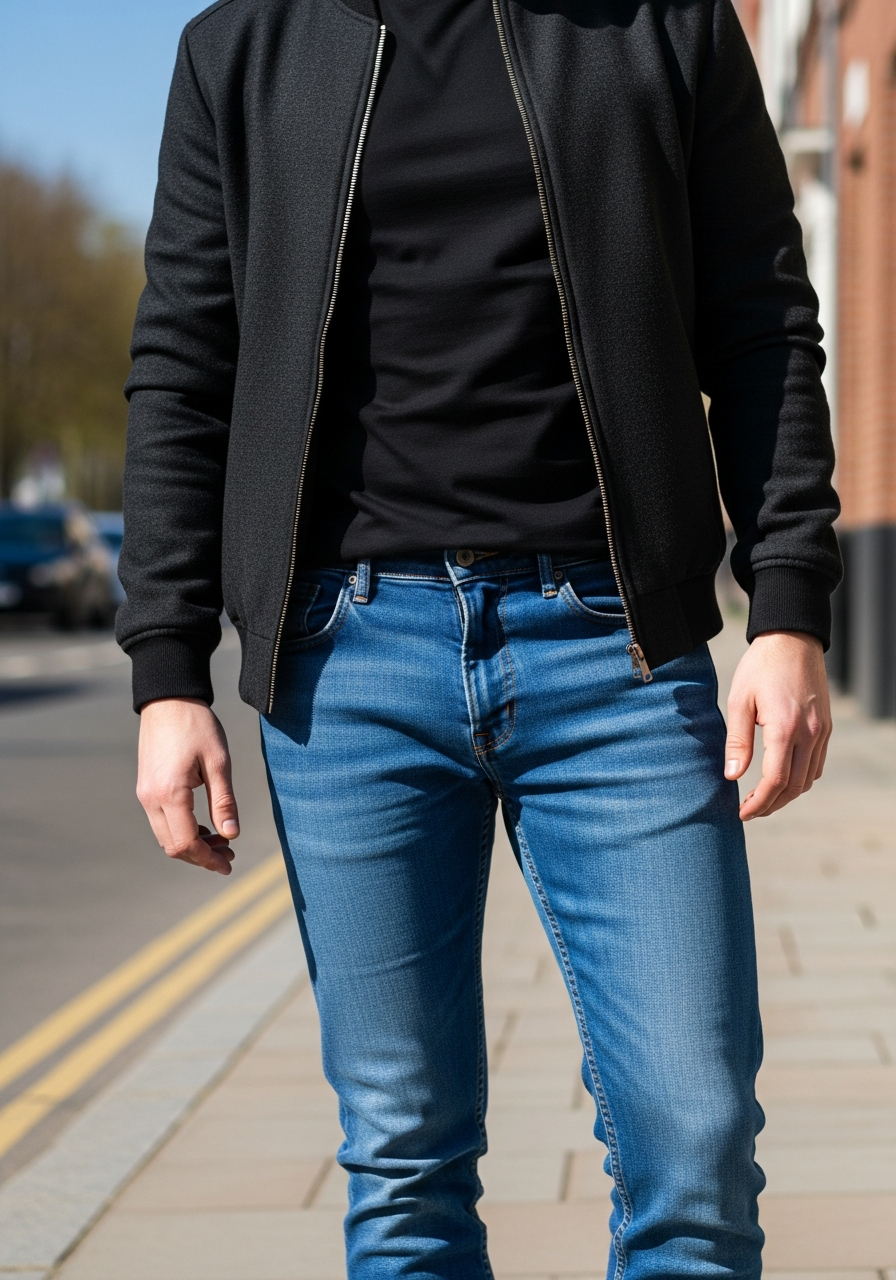 Monochrome Black Top - Blue Jeans Outfit Ideas for Men