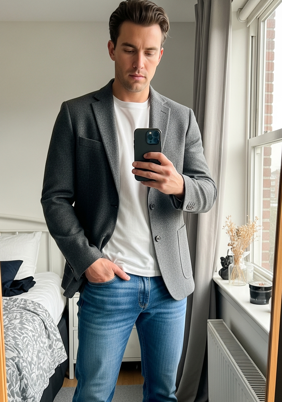 Soft Blazer T-Shirt - Blue Jeans Outfit Ideas for Men