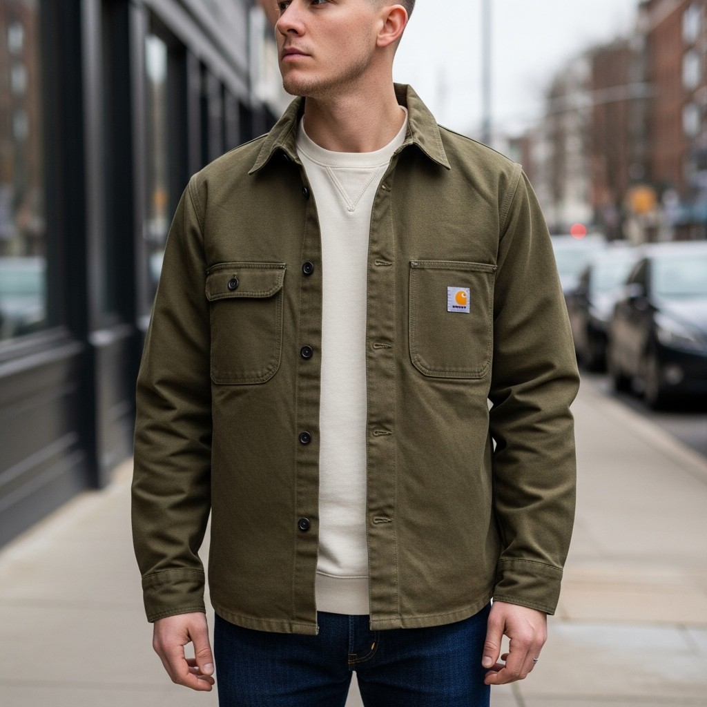 Unbuttoned Overshirt - Carhartt Jacket Outfit Ideas For Men