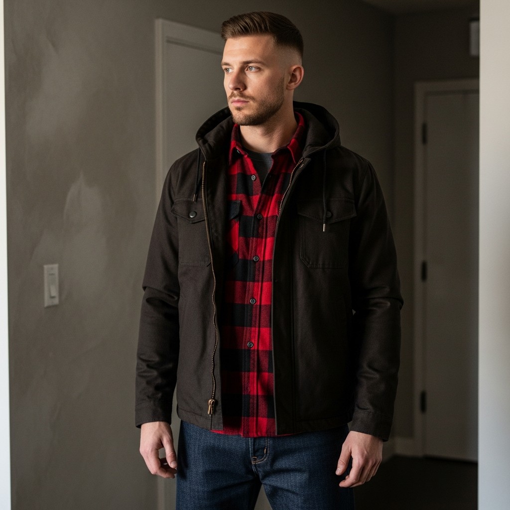 Active Jacket + Flannel - Carhartt Jacket Outfit Ideas For Men