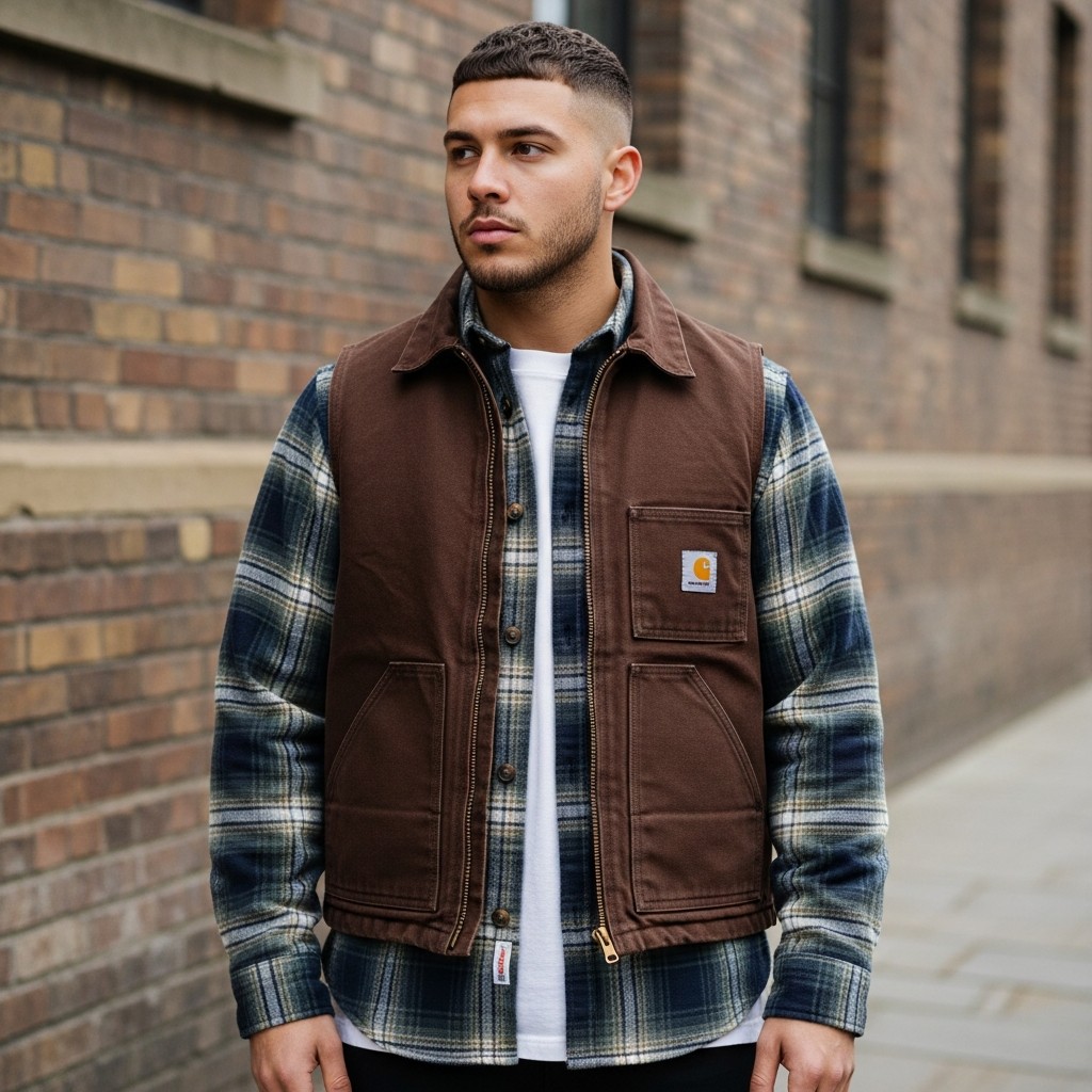 Vest Over Flannel - Carhartt Jacket Outfit Ideas For Men