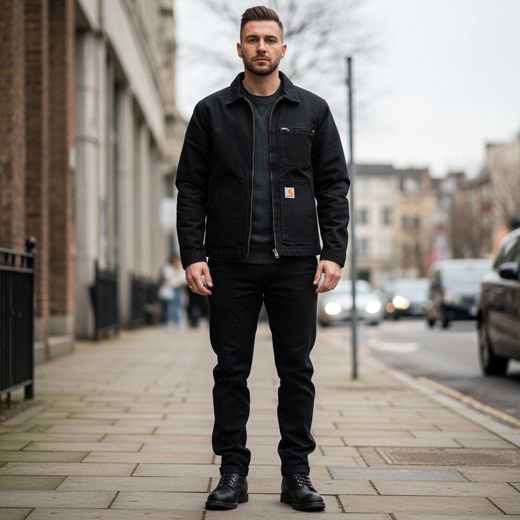 Monochrome Black Outfit - Carhartt Jacket Outfit Ideas For Men