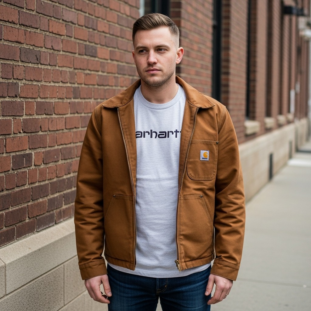 Simple Logo Tee - Carhartt Jacket Outfit Ideas For Men