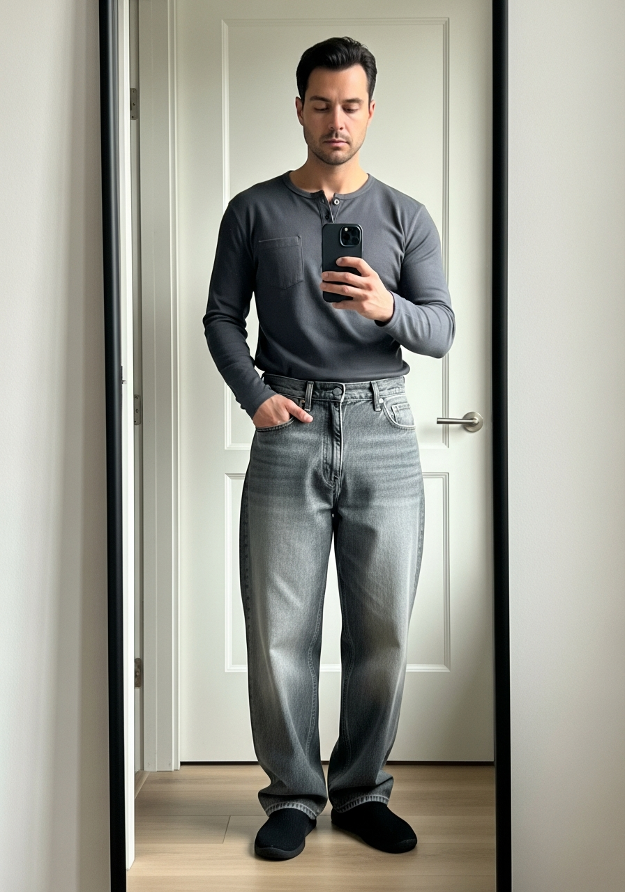 Henley Shirt Comfort - Loose Jeans Outfit Men: 50 Ways To Wear Them