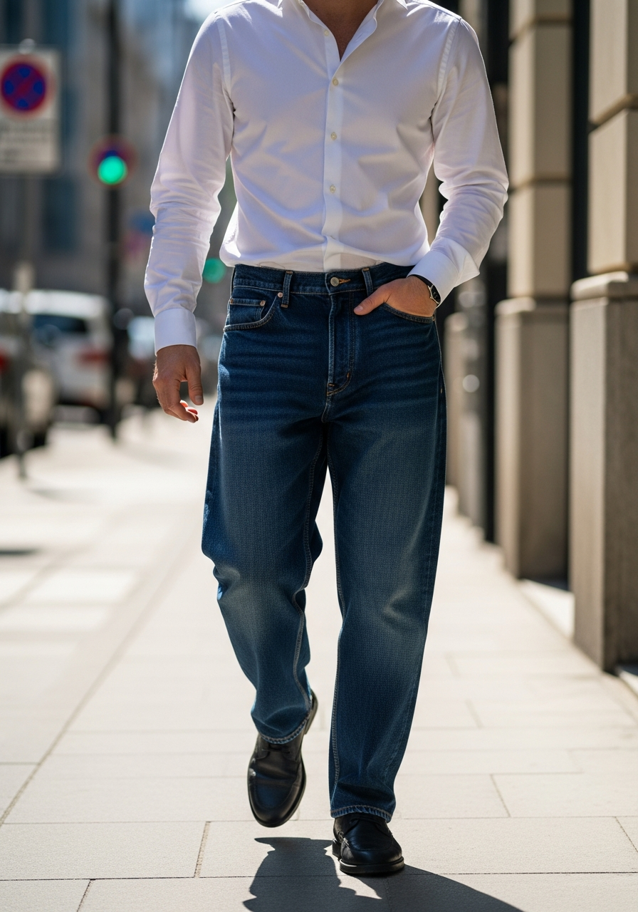 Button-Down Clean Look - Loose Jeans Outfit Men: 50 Ways To Wear Them