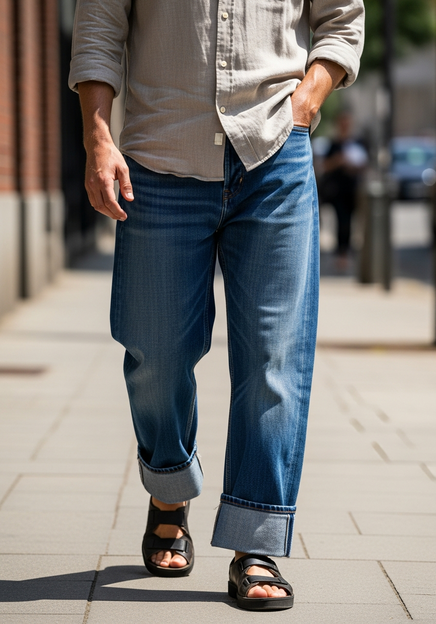 Cuffed Denim, Linen - Loose Jeans Outfit Men: 50 Ways To Wear Them