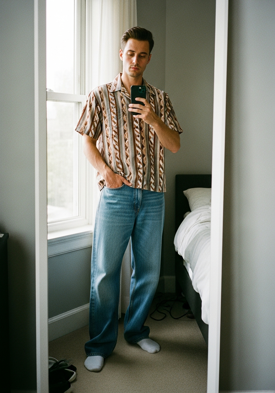 Cuban Collar Retro - Loose Jeans Outfit Men: 50 Ways To Wear Them