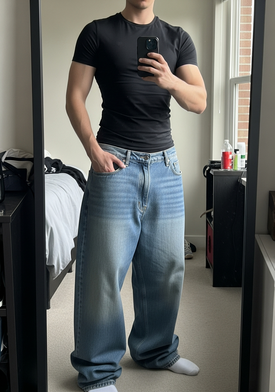 Muscle Tee Balance - Loose Jeans Outfit Men: 50 Ways To Wear Them