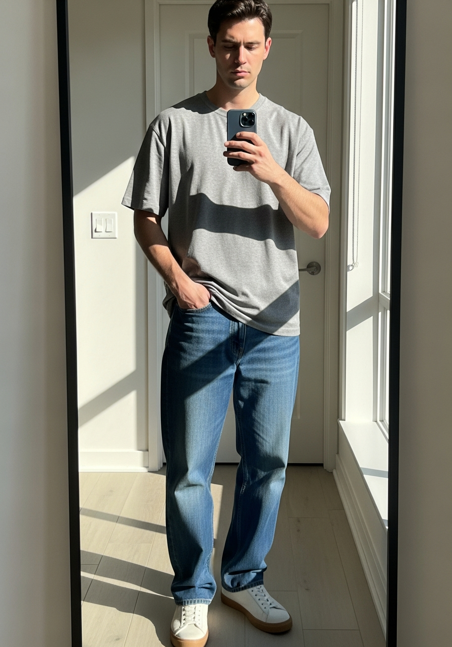 Eco-Friendly Basic Tee - Loose Jeans Outfit Men: 50 Ways To Wear Them