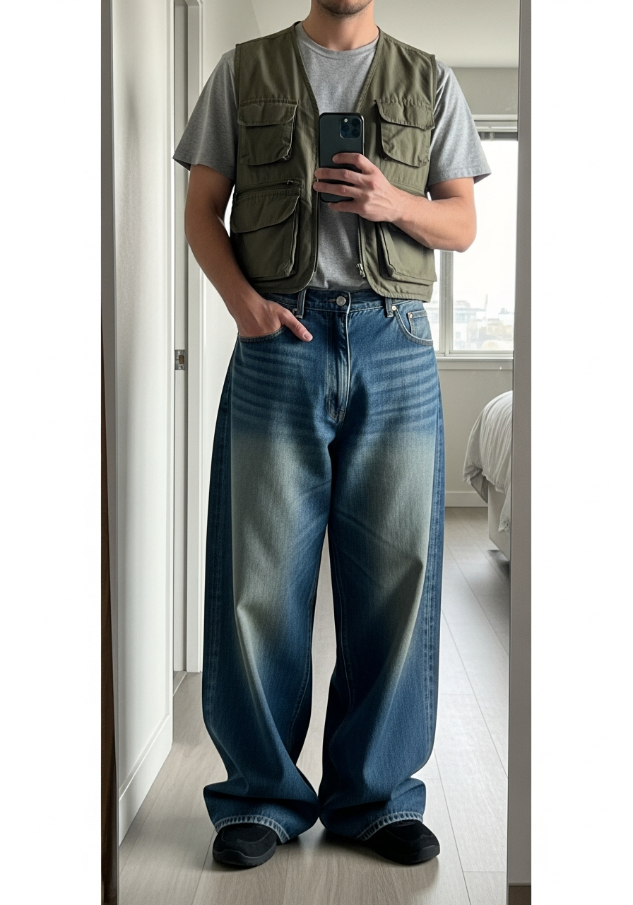 Utility Vest Layer - Loose Jeans Outfit Men: 50 Ways To Wear Them
