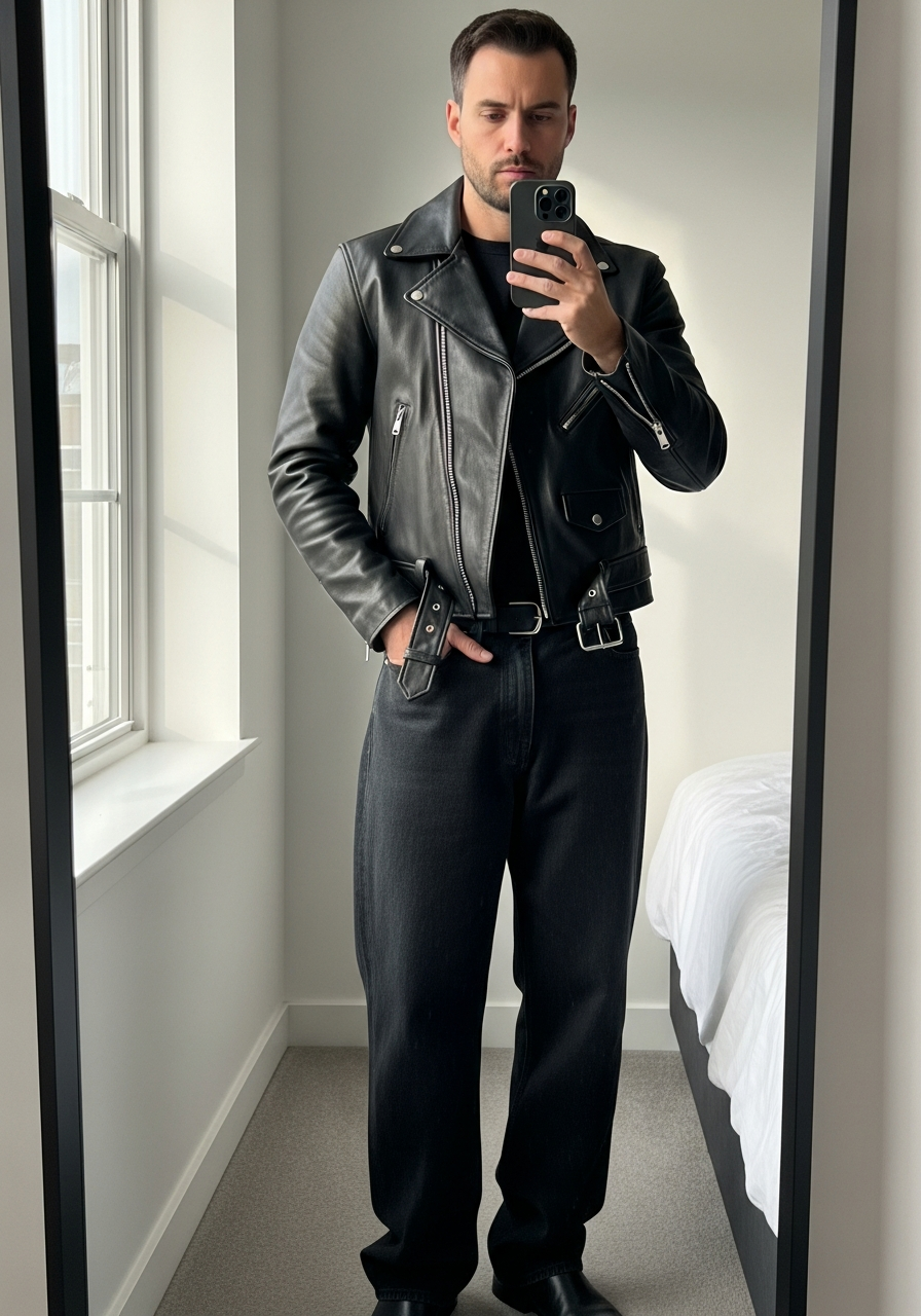 Leather Jacket Edge - Loose Jeans Outfit Men: 50 Ways To Wear Them