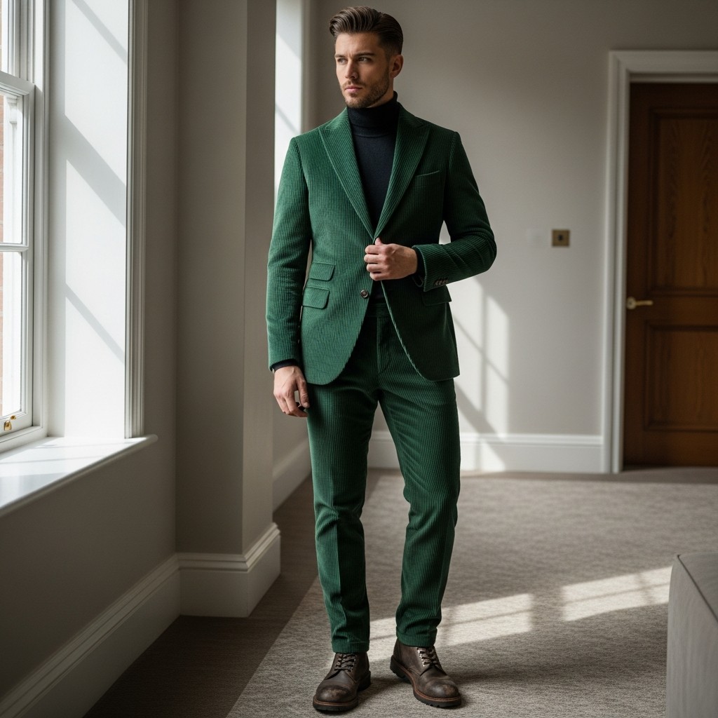 Corduroy Suit + Boots - Formal Western Style: 40 Outfit Ideas