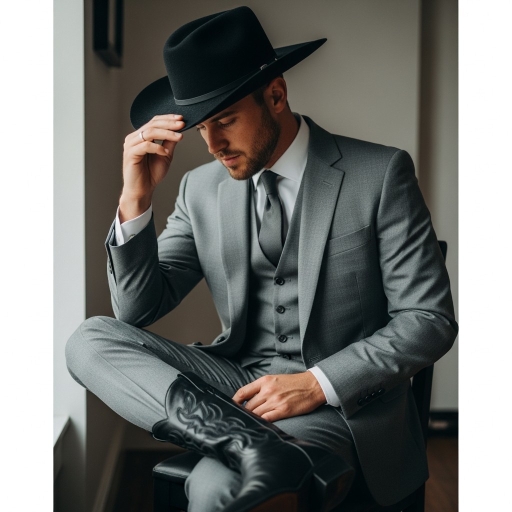 Black Hat, Grey Suit - Formal Western Style: 40 Outfit Ideas