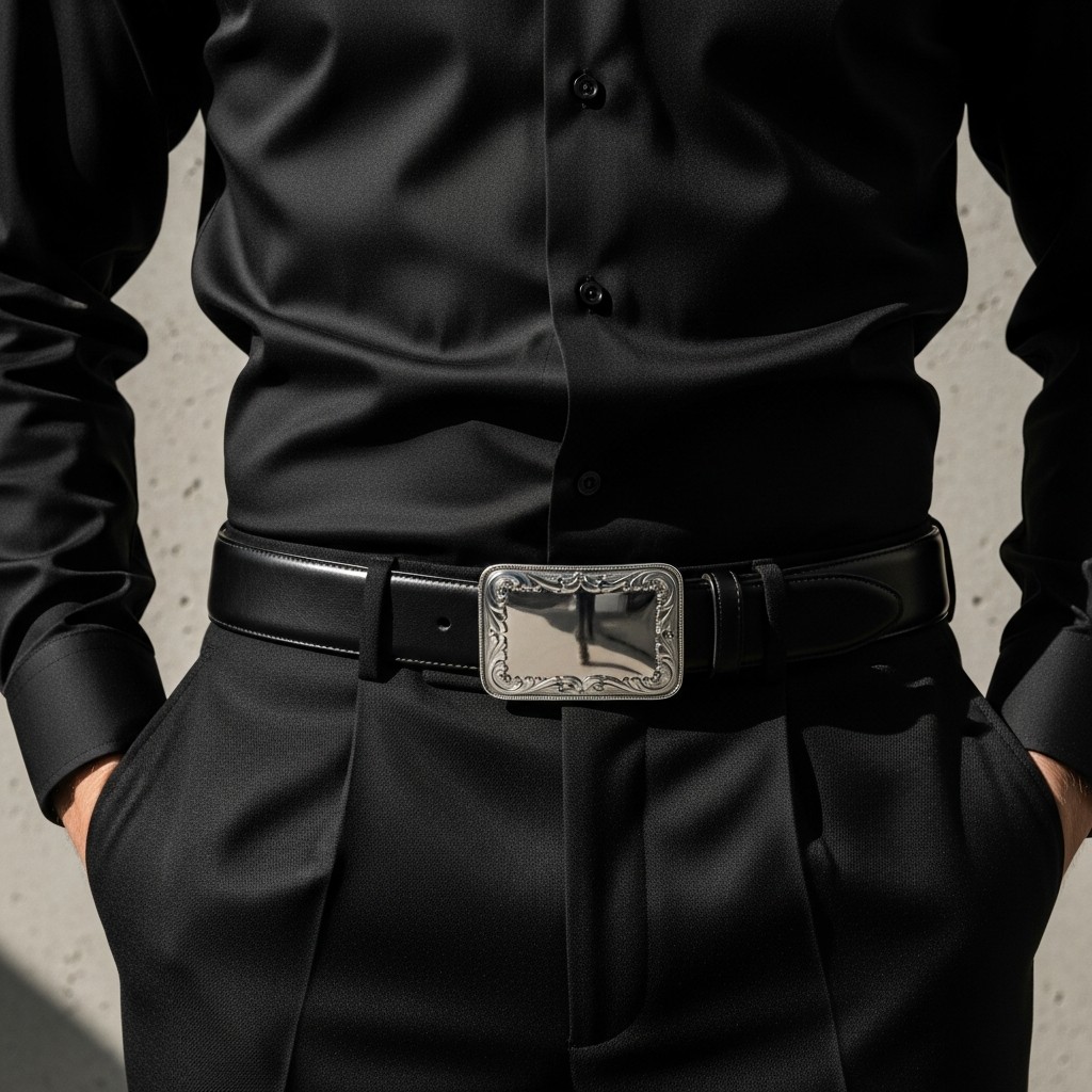 Formal Black Shirt, Wide Belt - Formal Western Style: 40 Outfit Ideas