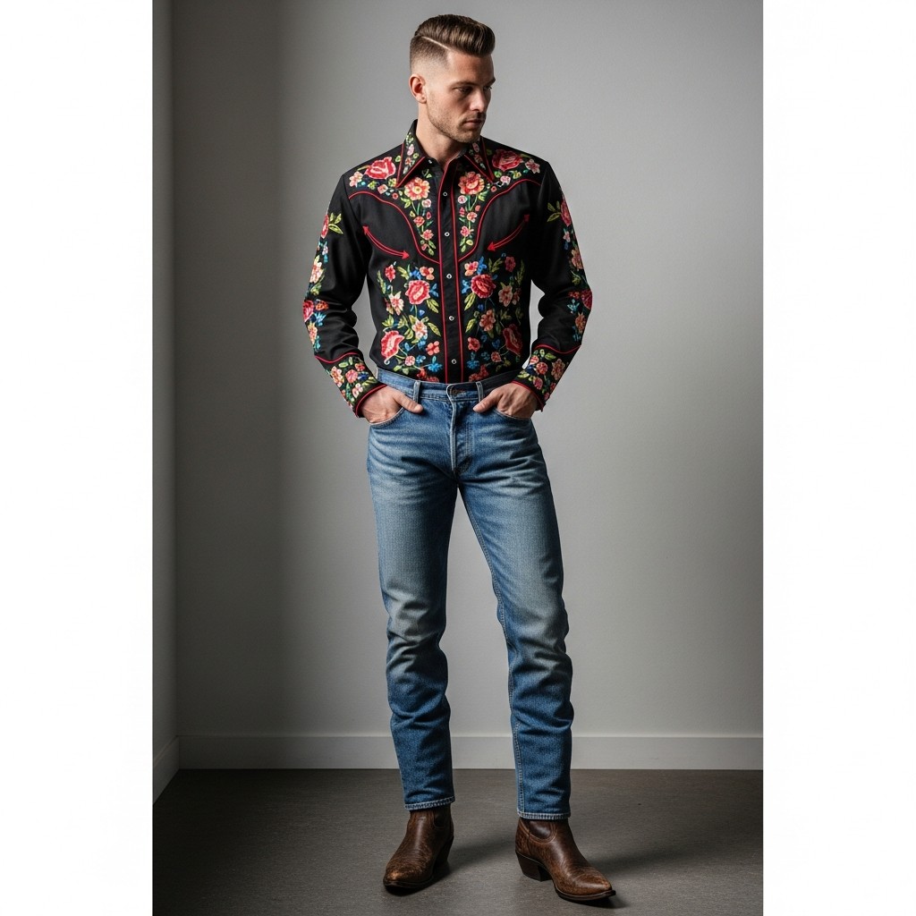 Bold Embroidered Shirt - 40 Modern Cowboy Style Outfits for Men