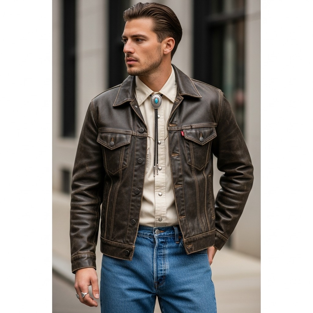 Nostalgic Leather Combo - 40 Modern Cowboy Style Outfits for Men