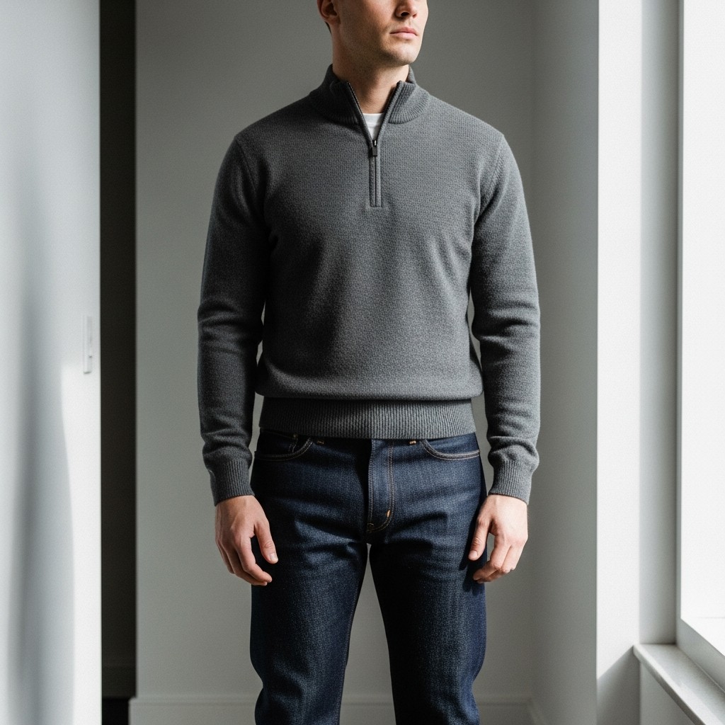 QZ Over Dark Denim - The 40 Best Quarter Zip Outfits For Men