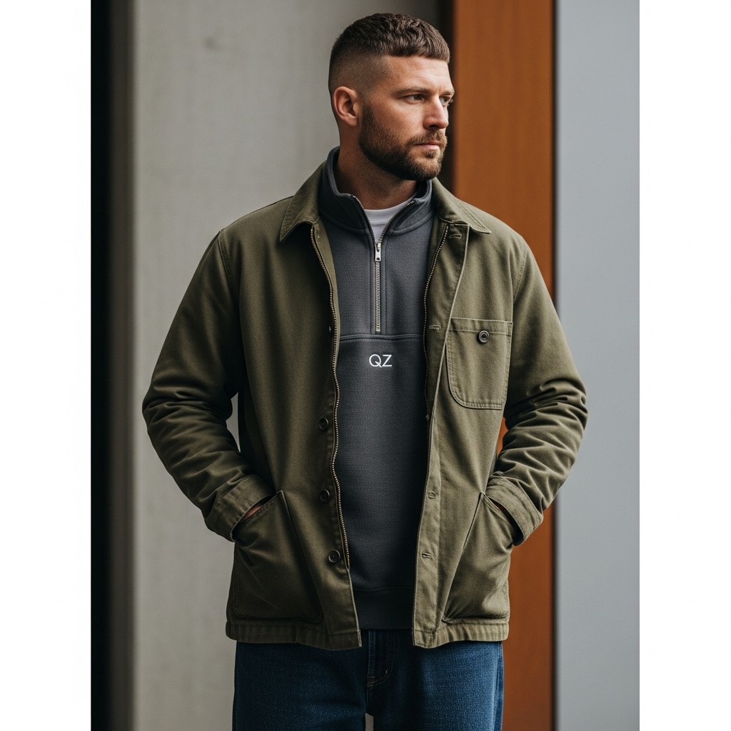 Under A Chore Coat - The 40 Best Quarter Zip Outfits For Men
