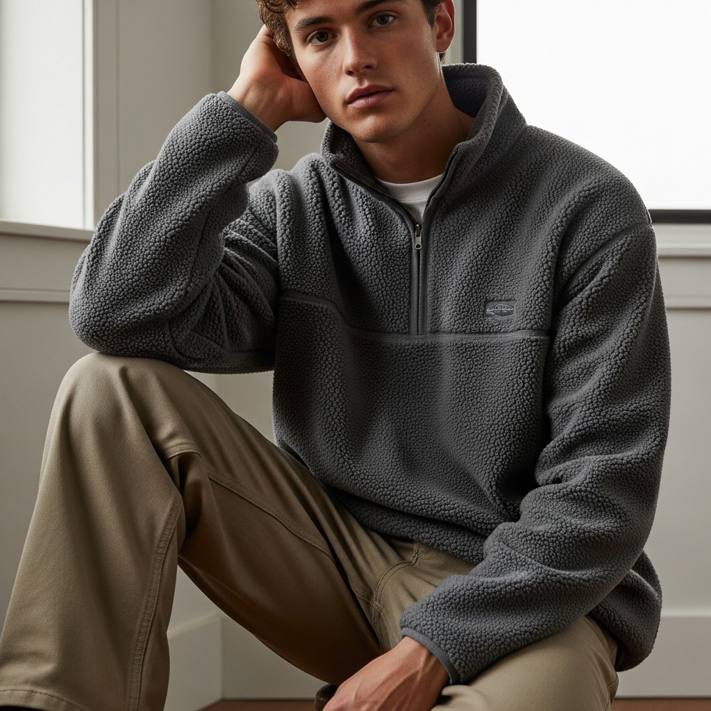 Fleece QZ + Canvas Pants - The 40 Best Quarter Zip Outfits For Men