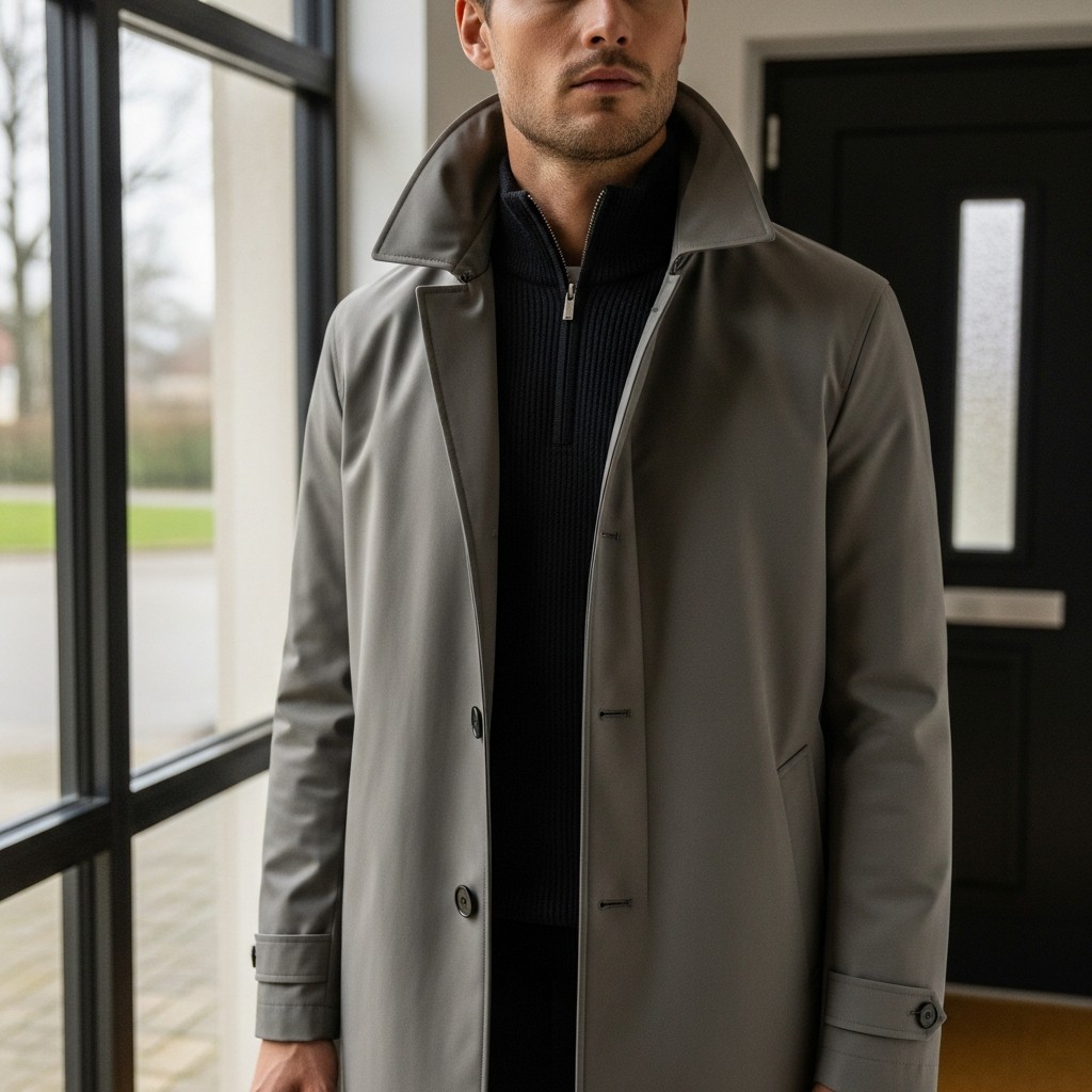 Under A Trench Coat - The 40 Best Quarter Zip Outfits For Men