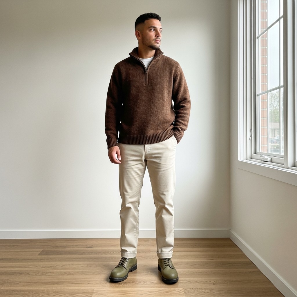Earth Tone Palette - The 40 Best Quarter Zip Outfits For Men