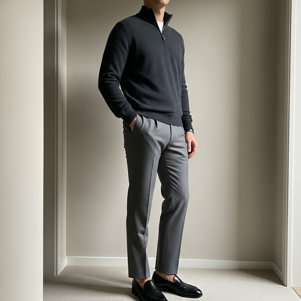 With Tailored Trousers - The 40 Best Quarter Zip Outfits For Men