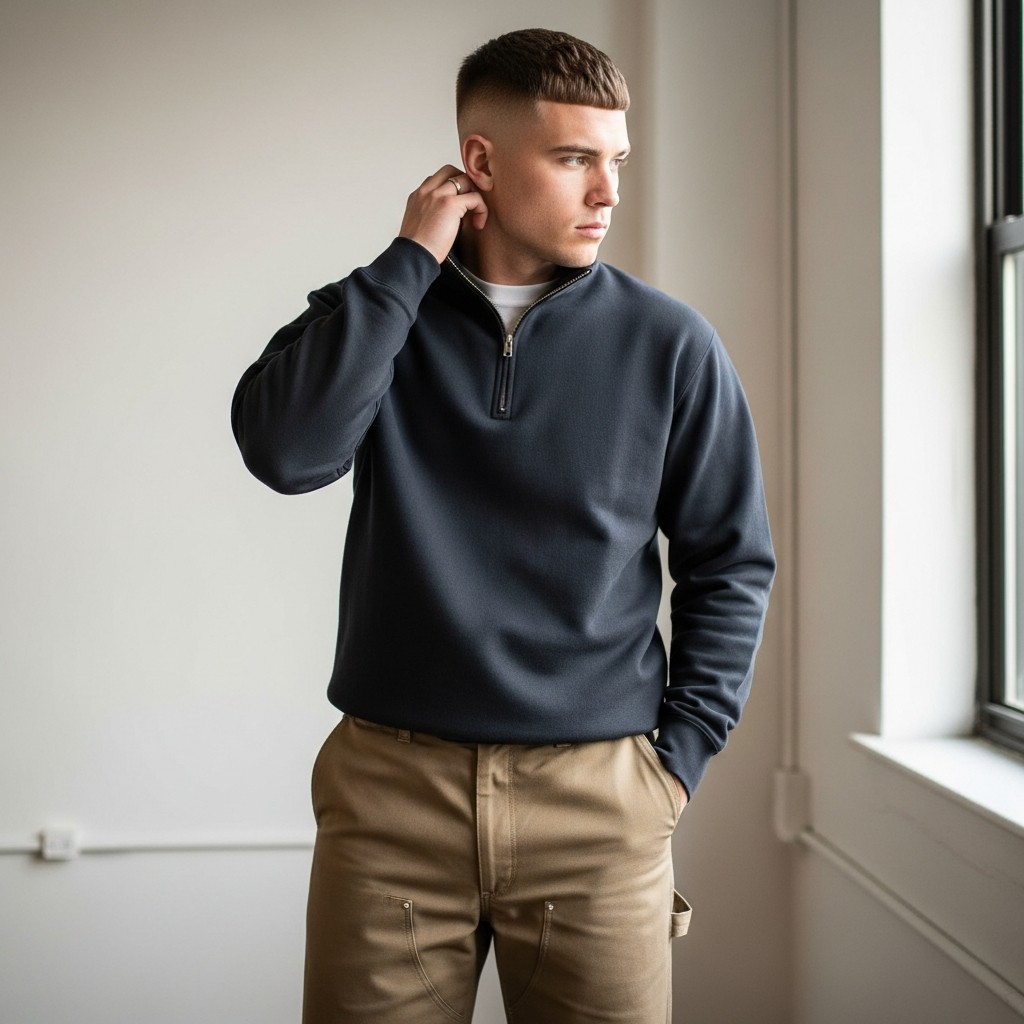 QZ With Dickies 874s - The 40 Best Quarter Zip Outfits For Men