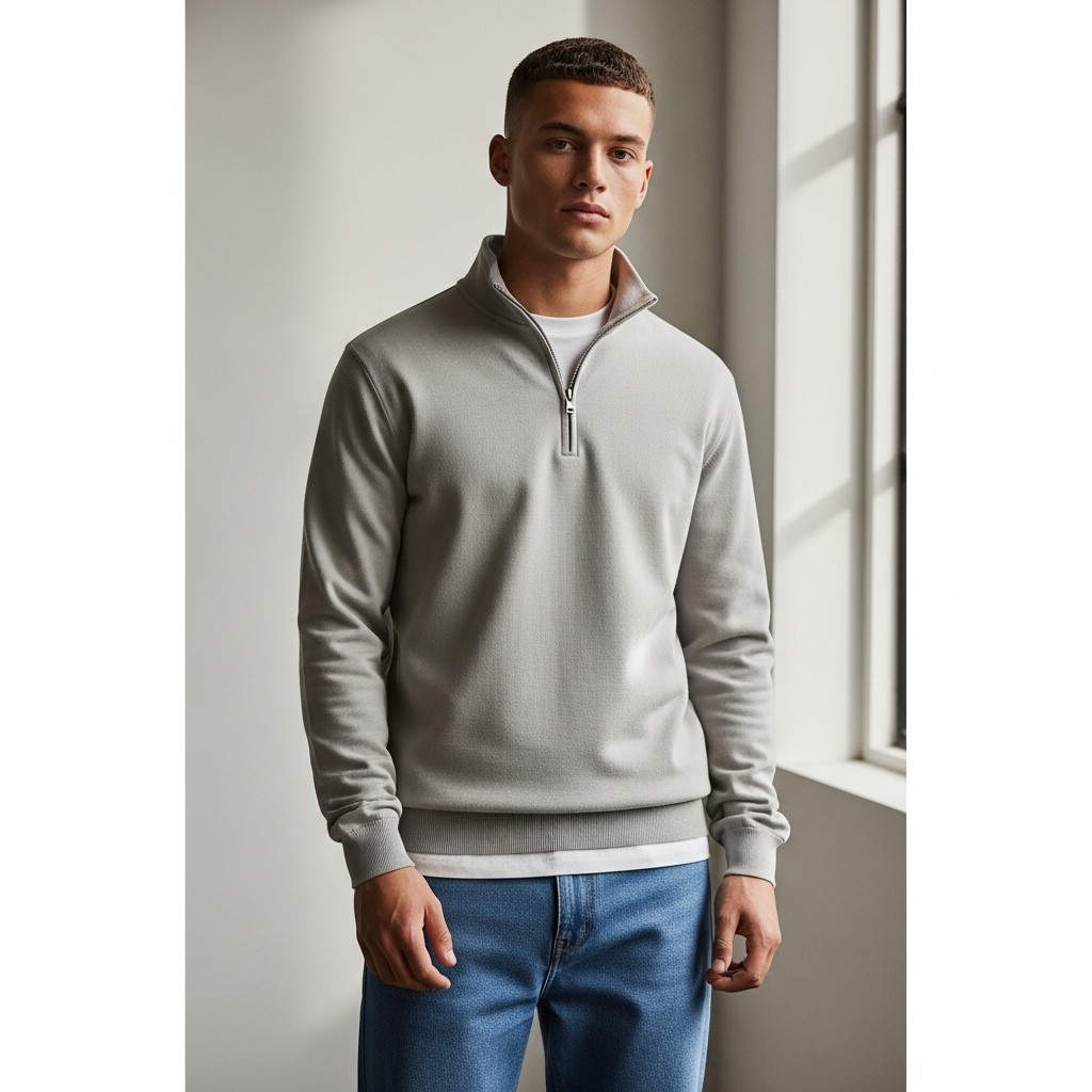 Over A Crewneck Tee - The 40 Best Quarter Zip Outfits For Men
