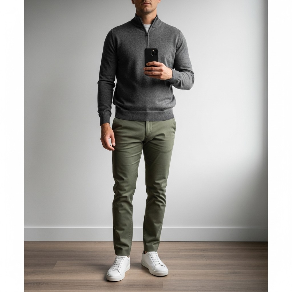 Merino Wool + Chinos - The 40 Best Quarter Zip Outfits For Men