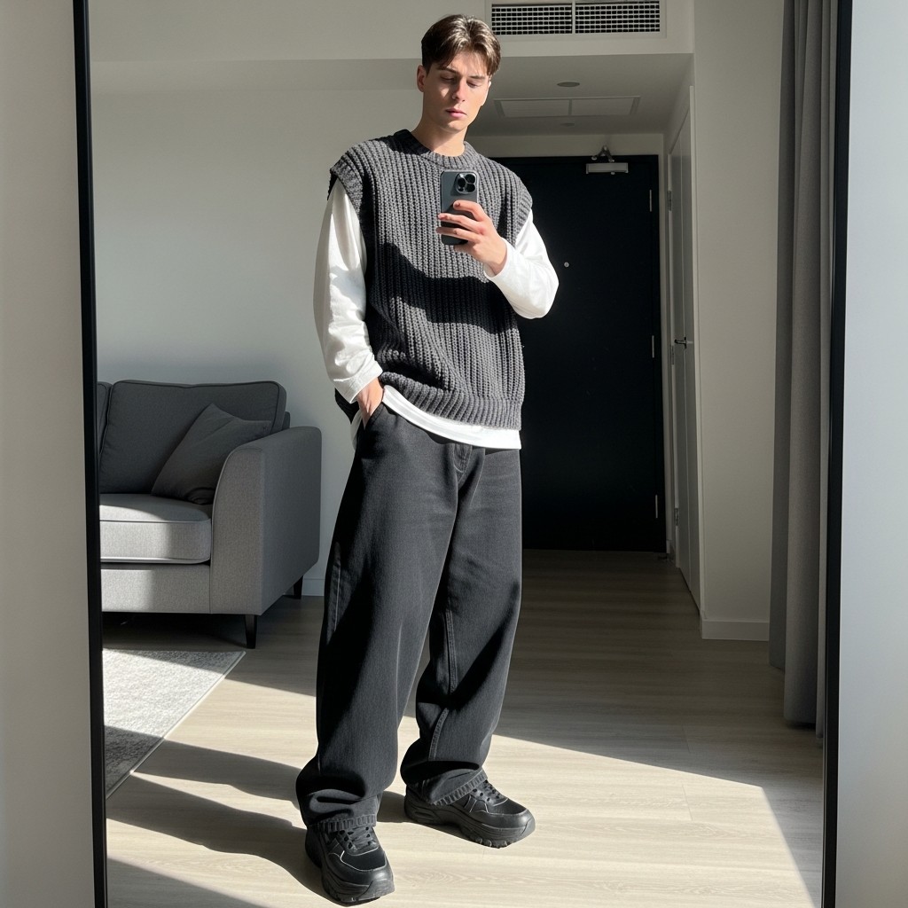 Modern Oversized Street - Sweater Vest Outfits Men Need Now