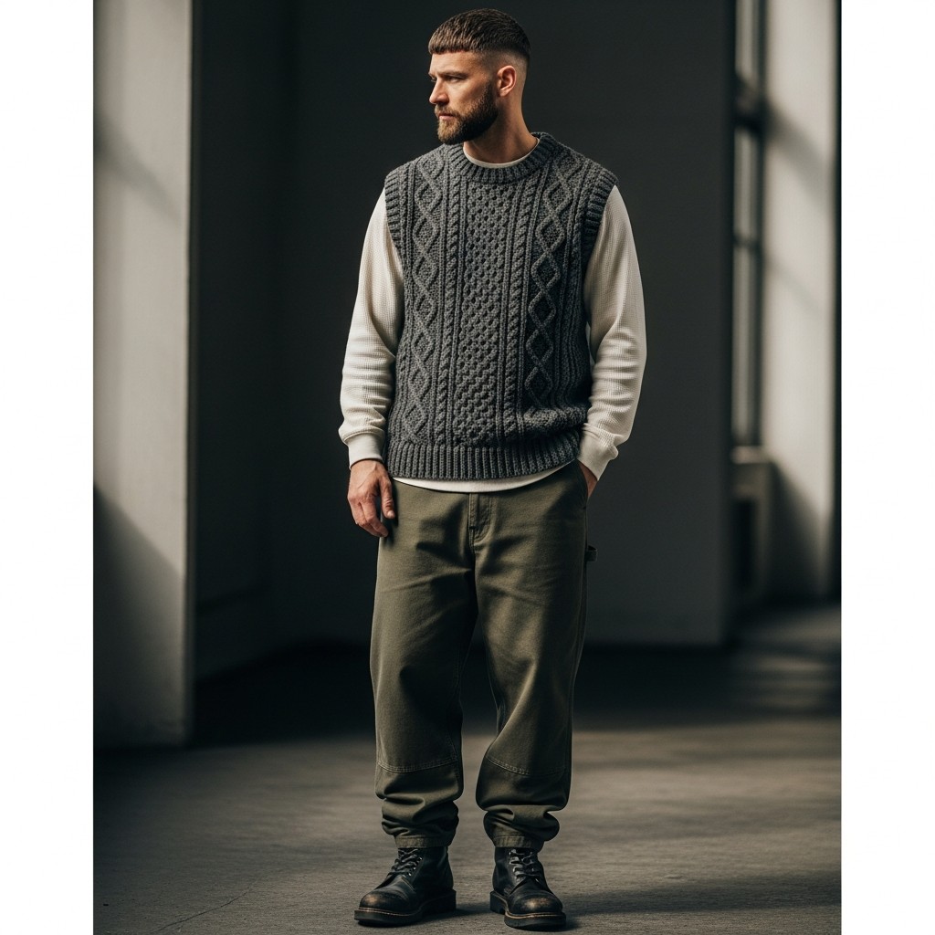 The Anti-Preppy Vest: Street Utility - Sweater Vest Outfits Men Need Now