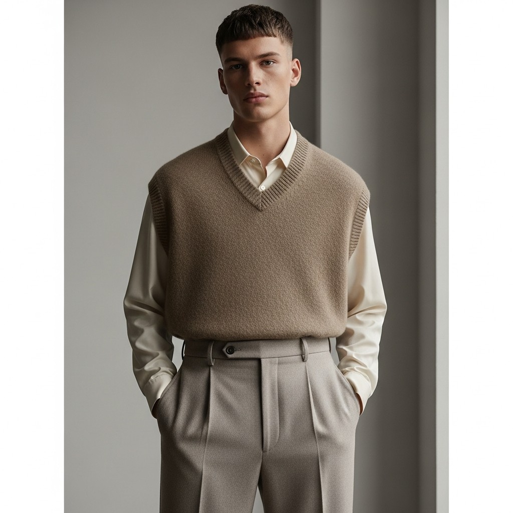 Quiet Luxury Neutrals - Sweater Vest Outfits Men Need Now