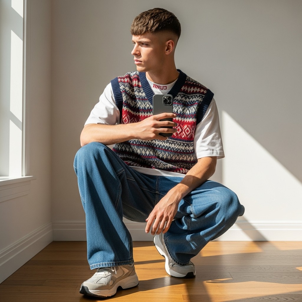 Preppy Streetwear Fusion - Sweater Vest Outfits Men Need Now
