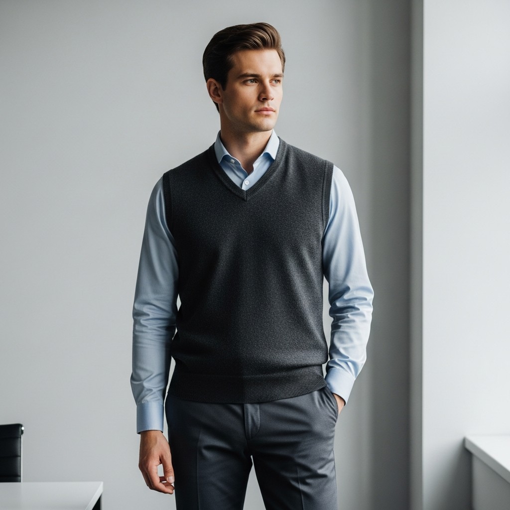 Smart Office Ready - Sweater Vest Outfits Men Need Now
