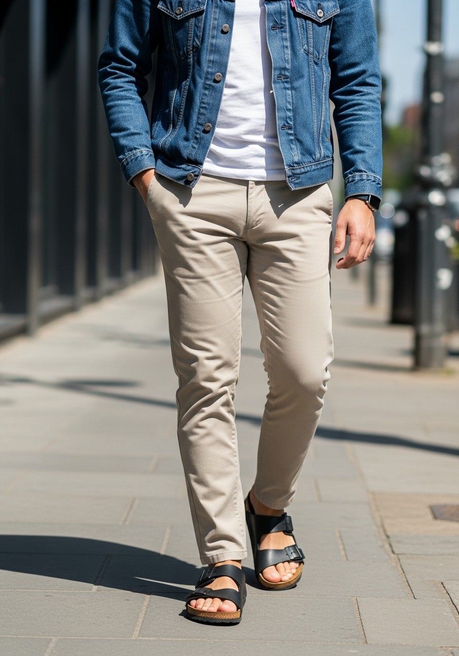 Clean City Layering - 50 Birkenstock Outfits for Men: The Ultimate Style Guide