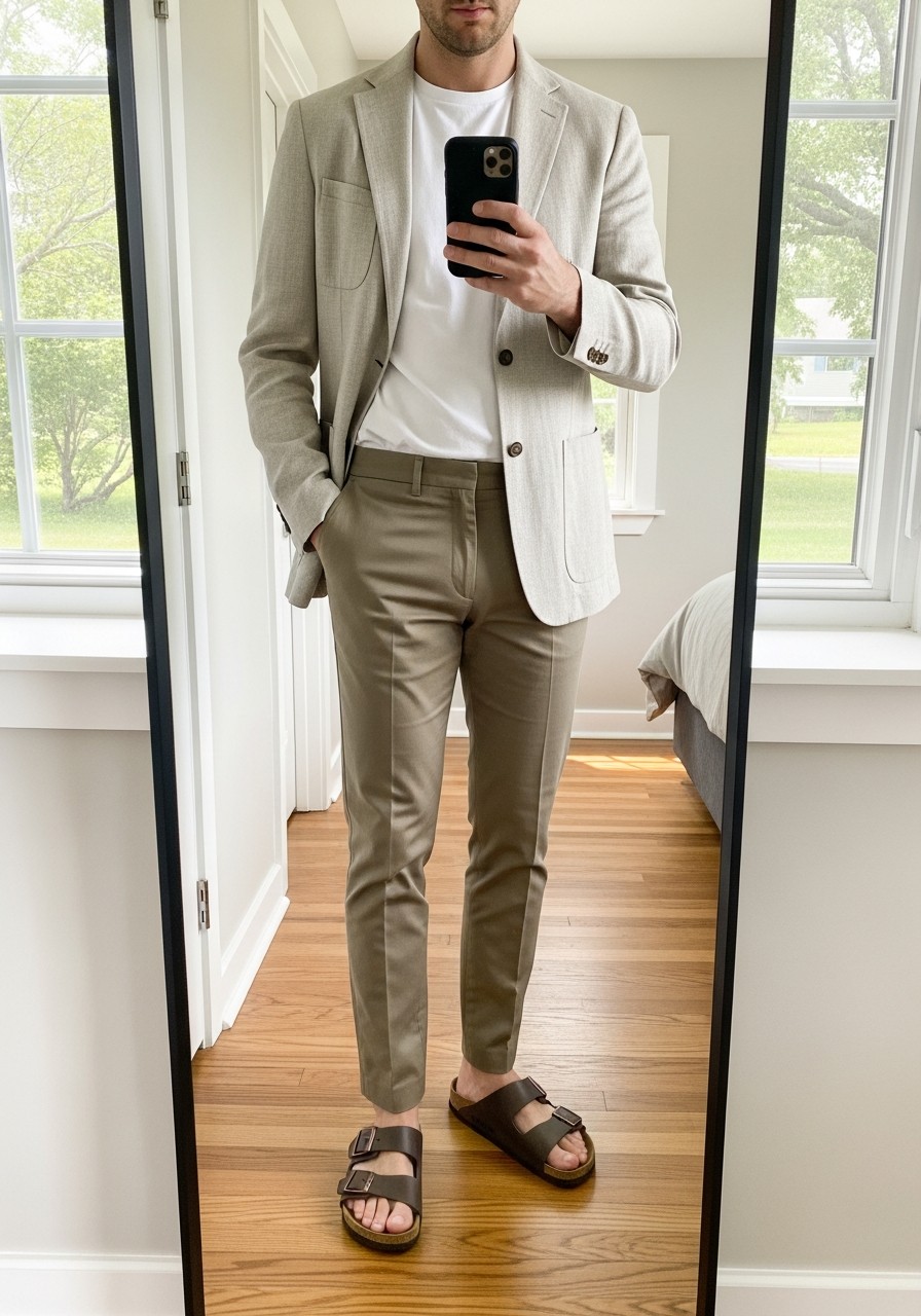 Relaxed Tailoring - 50 Birkenstock Outfits for Men: The Ultimate Style Guide