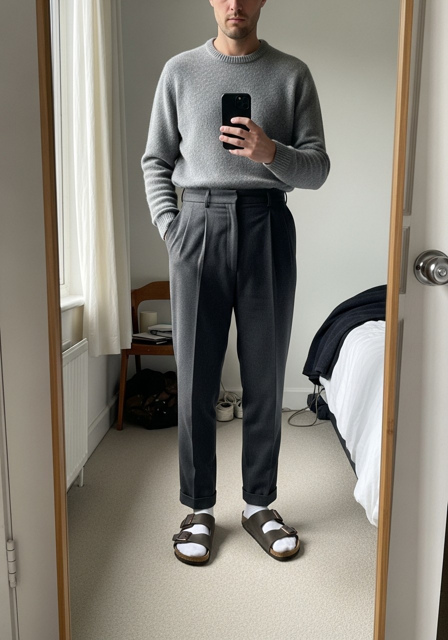 Cozy Clean Knitwear - 50 Birkenstock Outfits for Men: The Ultimate Style Guide